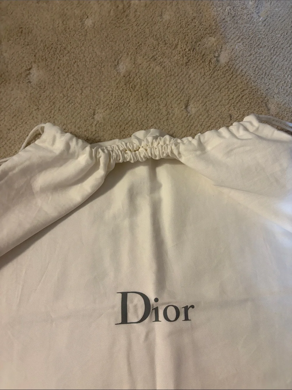 Dior Cream Canvas Drawstring Dust Sack Large 21x21